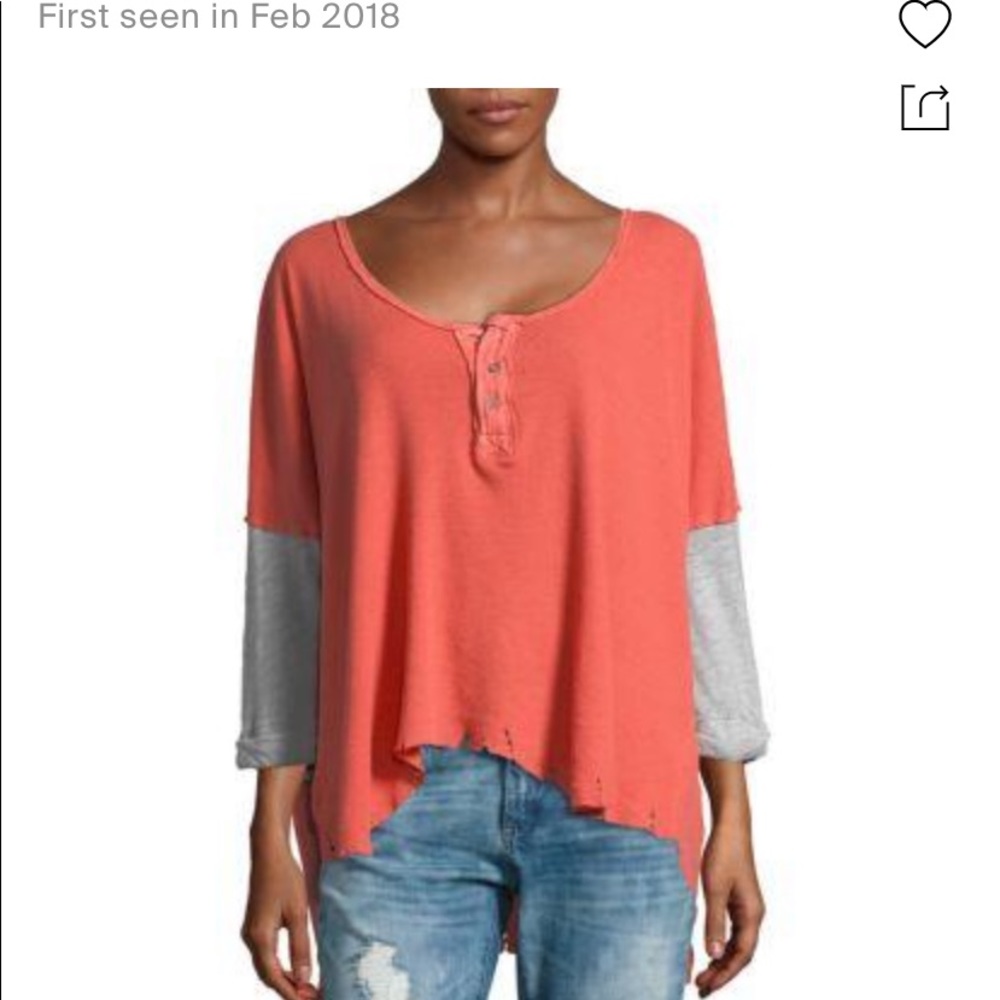 Free People We the Free Star Henley Top, Medium, but VERY OVERSIZED!